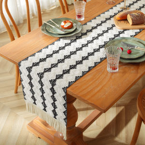 DIHUANTUO | Cotton Linen Striped Table Runner