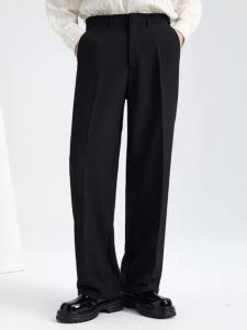 Mens Casual Straight Leg Suit Pants Non-Ironed Commuter Trousers Spring Autumn Loose Fit Formal Long Trousers