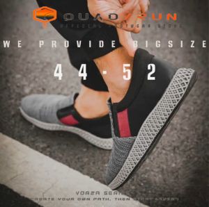 Sepatu Sekolah Kanvas Hitam Sneakers High Casual Big Size 39-52 Vinto QUADRUN