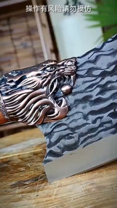 Forged cleaver bronze brushed dragon head knife slicing knife bone-chopping knife