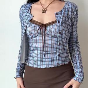 Retro Plaid Two-Piece Crop Top