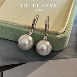 ต่างหูไข่มุกเงิน S925 รุ่นเดี่ยวเพชร ต่างหูดอกกุหลาบสีชมพูออสเตรเลีย ต่างหูแบบไข่มุกสีขาวสำหรับผู้หญิง ดีไซน์พิเศษ