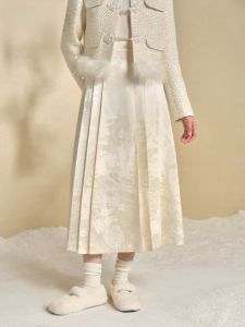 TAMMY TANGS | New Chinese Style Satin Feel Embroidered Half Skirt Womens Poodle Skirt City Commute Casual High Waist Zipper Design