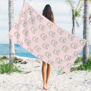 Cute Pink Pig Cartoon Quick Drying Microfiber Beach Towel Lightweight for Swimming Camping Yoga - Bath Towel