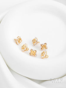 จี้รูปดอกกุหลาบขนาดเล็ก ทองคำชุบทอง 14K ทำมือ DIY เครื่องประดับสร้อยคอ กำไลข้อมือ ต่างหู อุปกรณ์ตกแต่ง เครื่องประดับแฟชั่นใหม่