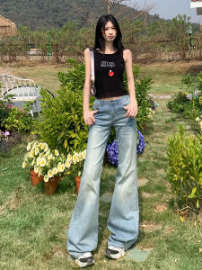 BRN Low Waist Flared Jeans Womens Spring Summer New Style Slimming Versatile White Loose Horse Hoof Pants Cotton Blend