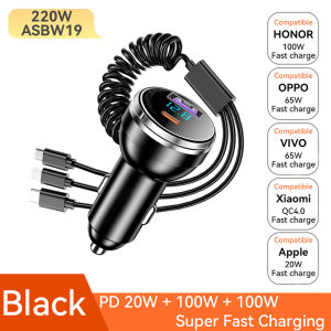 TOPZERO 65W Sạc Điện Dùng Trên Xe Hơi 12V 24V Sạc Nhanh Với 3 Trong 1 Cáp USB PD QC 3.0 Sạc Xe Hơi Nhanh Sạc Điện Dùng Trên Xe Hơi Trong Xe Cho Điện Thoại Di Động Điện Thoại Máy Tính Bảng Sạc Khác Thiết Bị