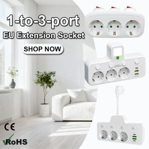 1To3 EU Extension Socket With Switch EU Power Plug Universal Power Adapter Socket Korea Spain France Ukraine Plug Converter