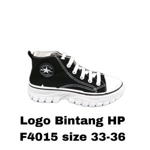SNEAKERS FOR & NICE SPORT KIDS WOMEN BLACK || SEPATU CEWEK HITAM TINGGI || SEPATU SEKOLAH ANAK PEREMPUAN 33-36