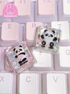 Panda Key Cap Cute Transparent Unique Keycap Key Cap Single Customized Mechanical Keyboard Cute Blue Cross Axle National Treasure Key Cap