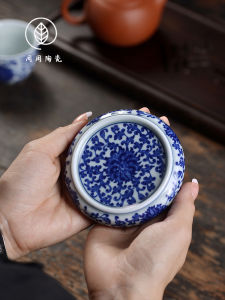 Ganzhou Ceramic Tea Coaster Small Purple Sand Teapot Lid Tray Lotus Vine Pattern Retro Chinese Style Tea Ceremony Accessories