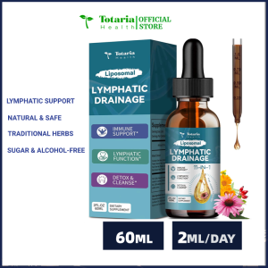 Totaria Liposomal Lymphatic Drainage Drops - 11 In 1 Organic Lymphatic Drainage Supplement with Burdock Root Echinacea Elderberry Calendula Cleavers Herb Dandelion Supports Lymphatic Health 2 FL.OZ