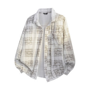 เสื้อเชิ้ตแขนยาวลายทางหลวมๆ ไซส์ใหญ่สำหรับผู้ชาย ฤดูใบไม้ร่วง 2025 เสื้อเชิ้ตผู้ชายอเนกประสงค์ ทรงหลวม สไตล์ลำลอง