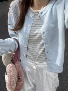 HUOLISI | Soft Light Blue Knitted Sweater Coat