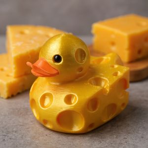 A cheese duck figurine made with cheese as the element creatively designed to create a personalized atmosphere