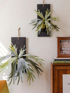 Wall Hanging Deer Antler Fern Artificial Plant Hotel Bed And Breakfast Shop Window Decorative Landscape Green Plant Decoration