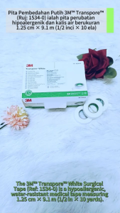 (1 piece) 3M 1534 TRANSPORE WHITE SURGICAL TAPE 0.5in(1.25cm) / 1 in(2.5cm) / 2 in(5cm)