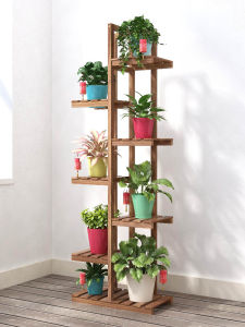 Multiple Tiered Indoor & Balcony Plant Stand Rack Floor Standing Minimalist Wood