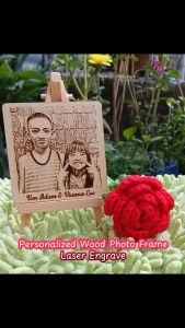 Personalized Photo Wood Frame Laser Engrave with Free Easel Stand