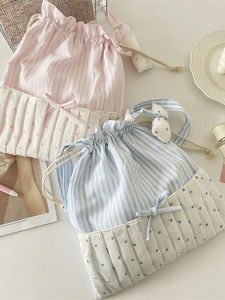 Túi Đeo Chéo Sọc Thắt Nút Bướm Thời Trang Cho Nữ Túi Tote Đeo Vai Đơn Thiết Kế Túi Đựng Đồ Mềm Có Thể Gấp Lại