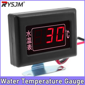 RYSJM | Digital LED Water Temperature Gauge Meter for Car 0-120 Celsius Degree +1/8NPT Water Temp Sensor 10mm with Alarm 12V 24V