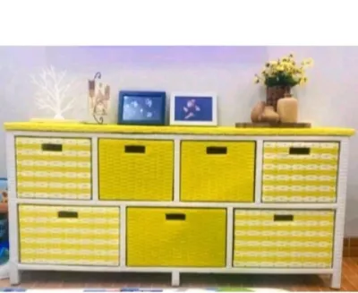 Redy Stok Lemari Laci Rotan Sintetis 7.Samping Meja Tv Rak Laci Serbaguna