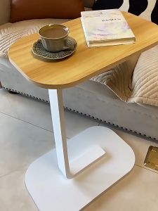 White Black Coffee Table Wood Material 60cm High Sofa Side Table Oval Shape