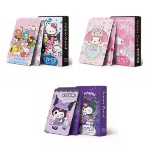 60Pcs/Box Cartoon Sanrio Melody Kuromi LOMO Card Colorful Character Greeting Cards With Stickers Collections Girls Gifts