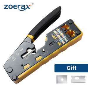ZoeRax Rj45 Pass Through Crimp Tool Cat6 Cat6A Cat5 Cat5e Crimping Tool with 8P/6P Pass Through Ethernet Crimper