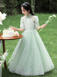Princess Style Childrens Formal Dress Green Fairy Tale Little Girl Birthday Party Performance Host Piano Show Costume