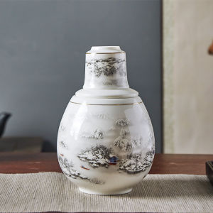 Jingdezhen Ceramic Liquor Warmer Jug Wine-Heating Pot Rice Wine Liquor Glass 100.00G Wine Set Suit Wine Warmer For Home Sake Pot