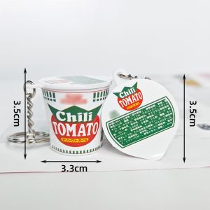 Miniature Bucket-Style Instant Noodles Keychain Creative Gift Bag Pendant Food-Themed Toy Egg Twist Buckle Design PVC Material