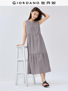 Gentlewoman Style Casual round Neck Half Open Tube Pleated Hem Vest Dress Womens Fashion Spring Summer Gown Zanella 05465075