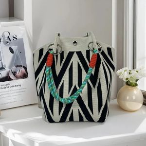 Túi Tote Dệt Kim Hoa Văn Cổ Điển Dành Cho Nữ Nhẹ Quai Đeo Có Thể Điều Chỉnh Vòng Kim Loại Khóa Bấm Chất Liệu Polyester Hình Chữ Nhật Dùng Để Đựng Đồ Thích Hợp Cho Du Lịch Thường Ngày