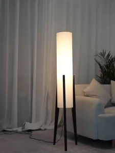 Vintage Wood Floor Lamp Minimalism Japanese Fabric Standing Lamp Modern Bedroom/Living Room Decorative Floor Lamp