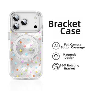 VORRYELL | Colorful Star Design Magnetic Stand Charging Case Shock Resistant Artistic Minimalist Beautiful iPhone Case