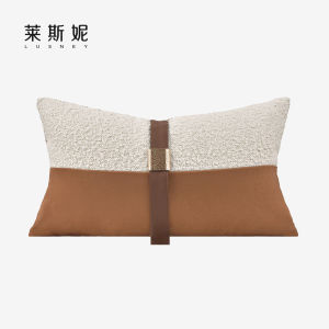 Luxurious Italian Style Suede Pillow Orange Deer Leather Sofa Pillow Modern High-End Hotel Room Sample Pillow Cover Rectangular