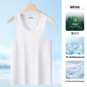 Miiow | Mens Ice Silk Vest Thin Summer Fitness Base Shirt Seamless Modal Fabric Bar Cross Underwear MiiOW Cat Person Simple Style