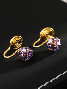 Elegant Purple Micro-Set Zircon Ball Ear Cuffs No Piercing Required Cute Fashion Jewelry Small Size Perfect for Teen Girls