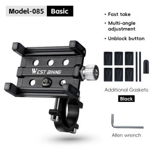 West Biking | WEST BIKING Aluminum Alloy Quick Release Bicycle Phone Holder Anti-Shake Durable Unblock Button Cycling Phone Cage Stand