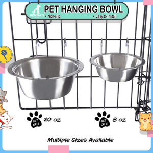 Rennas Dog Hanging Metal Hook Stainless Bowl Dog Bowl Pet Bowl Cat Bowl for Dog Feeding Bowl Feeder