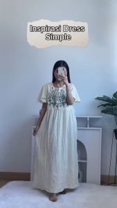 [Basica Moda] 72270 Gaun Dress Maxi Wanita Ruby Boho Bordir Linen Import