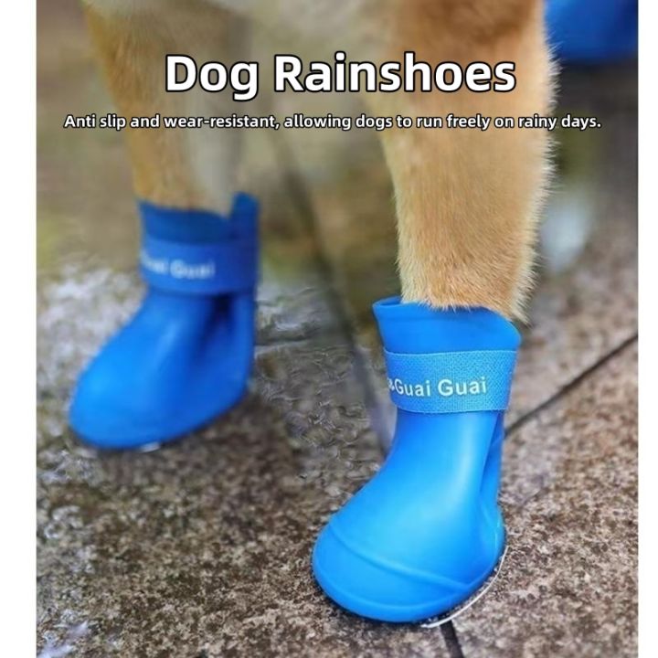 Dog waterproof rain shoes and snowshoes, non slip rain boots that do