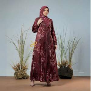 DYN Clothingline Giselda Dress | Gamis Wanita Dewasa Premium Plisket Depan Payet Exclusive | Fashion Muslim