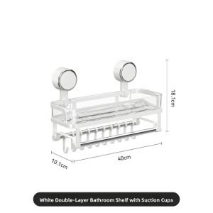 Bathroom Suction Cup Storage Rack Toilet Cosmetic Organizer Wall Mounted No Drilling Required Bathroom Accessories Shelf