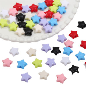 30Pcs 15mm Plastic Acrylic Solid Colorful Five Pointed Star Beads Charms for Necklace Bracelet Keychain DIY Jewelry Craft Making