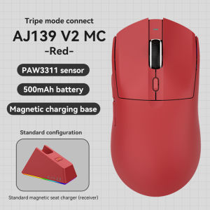 AJAZZ | 3 Colors AJAZZ AJ139 V2 MC 3-ModeWireless Mouse With RGB Magnetic Charging Base PAW3311 For PC Gamer Esports Office Laptop