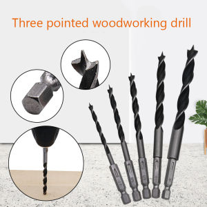 5-piece set of 1/4 hexagonal handle three pointed woodworking drill 4/5/6/8/10mm suitable for drilling wood and metal holes