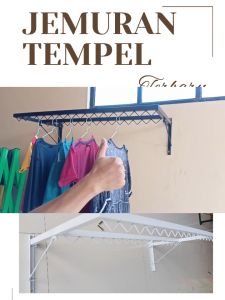 jemuran baju lipat tempel dinding Gantungan Kuat Tembok Lifting Hanger Pakaian