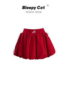 Váy Ngắn Xếp Ly Sleepy Cat High Waist A-Line Váy Ngắn Xếp Ly Red Flower Bud Váy Ngắn Xếp Ly Cho Nữ Váy Ngắn Xếp Ly Dáng Chữ a